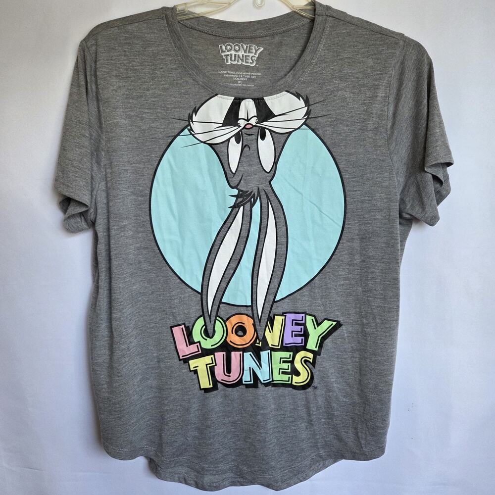 NWT Looney Tunes Bugs Bunny Graphic T-Shirt Women's 3XL Gray Retro Cartoon Tee